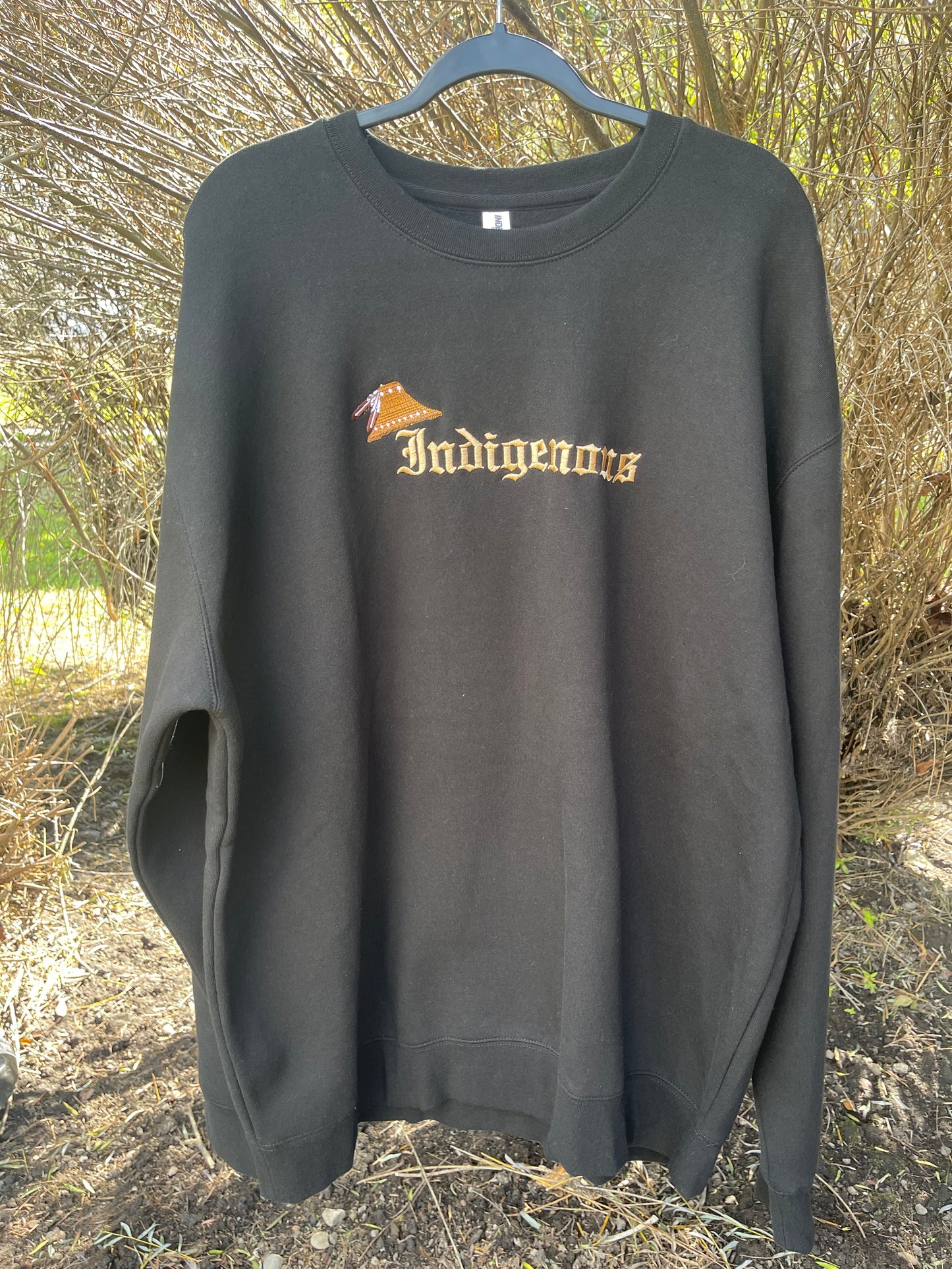 Cedar Hat Indigenous Single Sided Embroidery Premium Heavyweight Crewneck