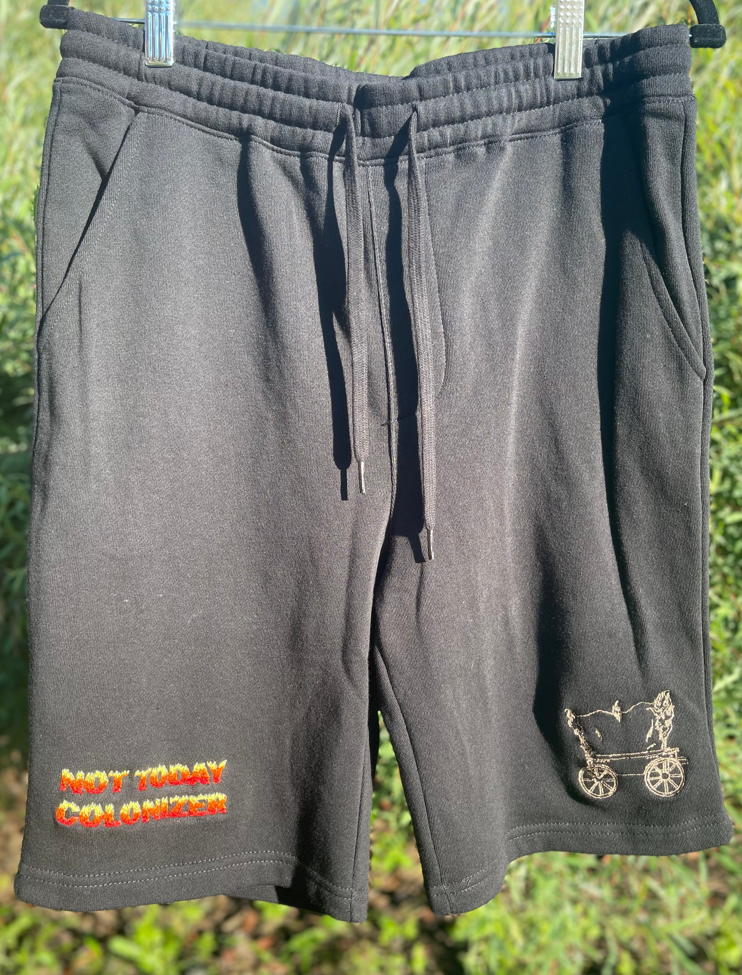 Embroidered Burning Wagon/Not Today Colonizer Midweight Fleece Shorts
