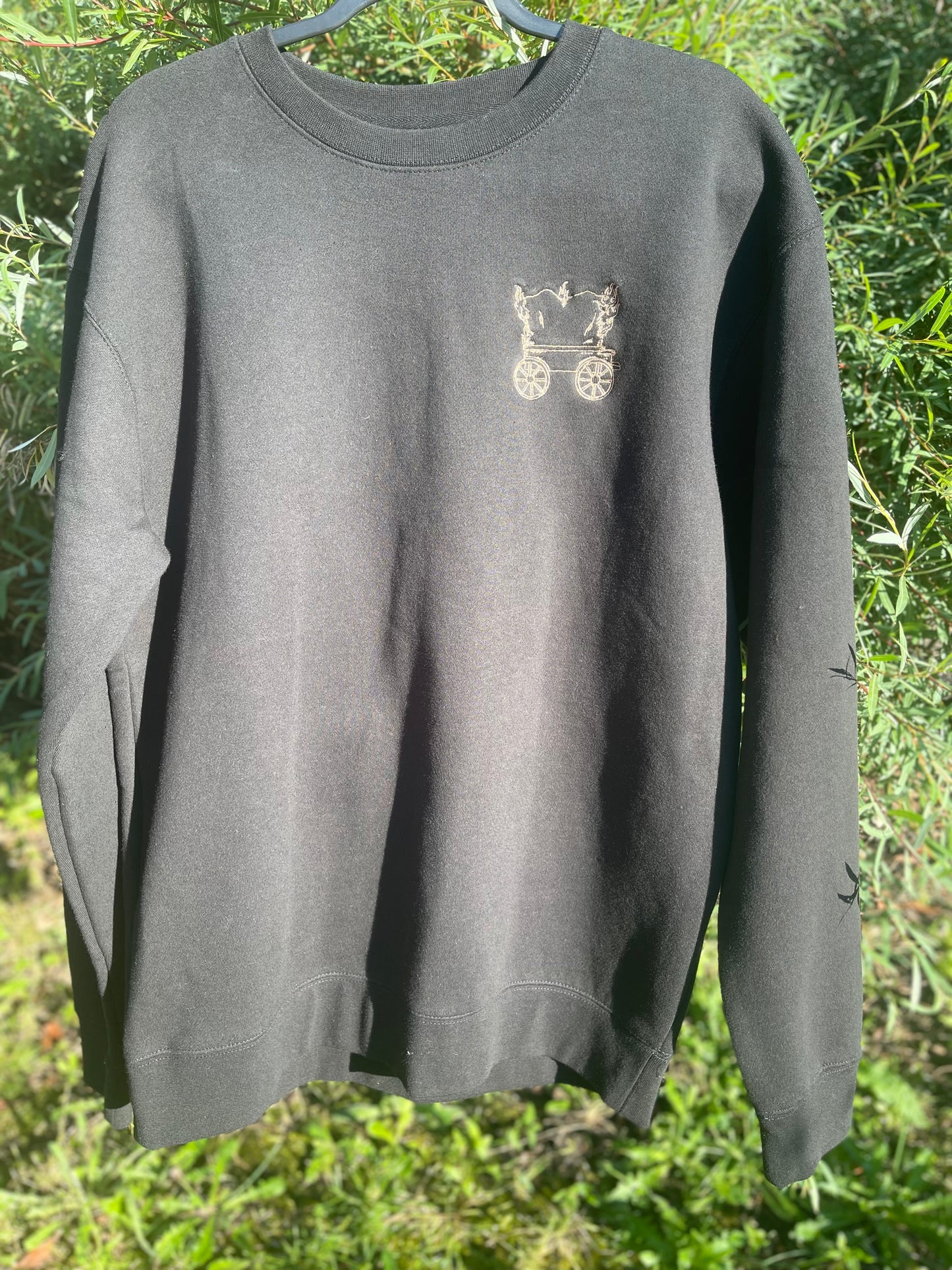 Burning Wagon/Not Today Colonizer Double Sided Embroidery Premium Heavyweight Crewneck