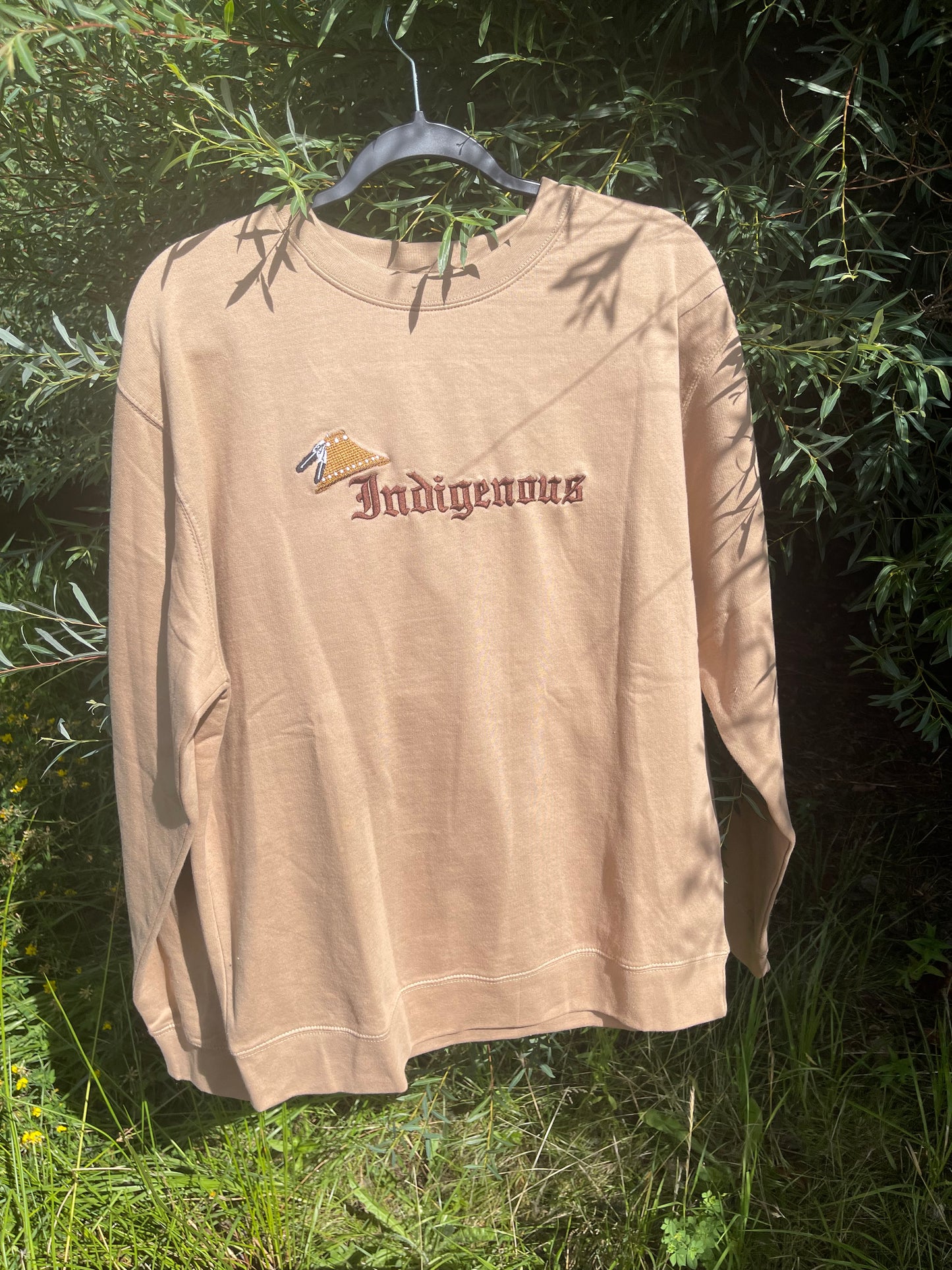 Indigenous Cedar Hat Premium Midweight Crewneck Single sided Embroidery