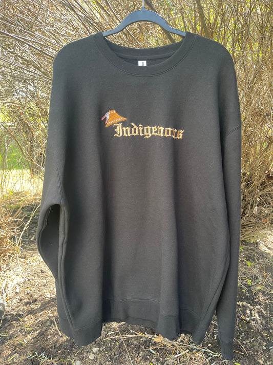 Cedar Hat Indigenous Single Sided Embroidery Premium Heavyweight Crewneck