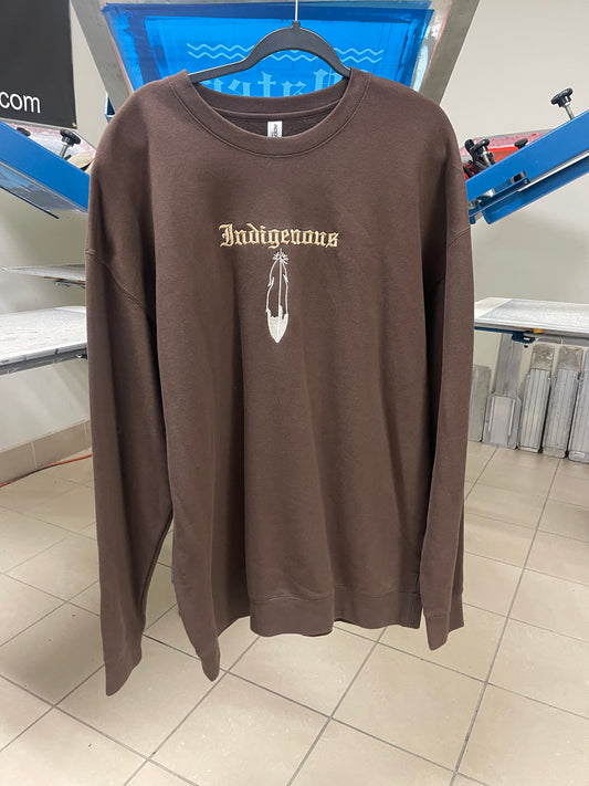 Indigenous Feather Single Sided Embroidery Premium Heavyweight Crewneck