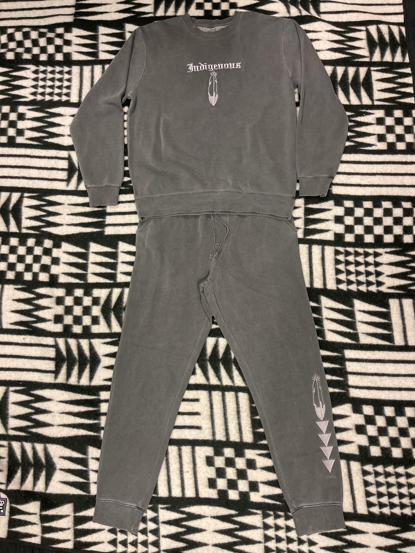 Indigenous Jumpsuit Embroidered & Pigment Dyed Crewneck & Sweat Pants