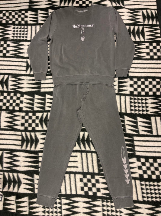 Indigenous Jumpsuit Embroidered & Pigment Dyed Crewneck & Sweat Pants