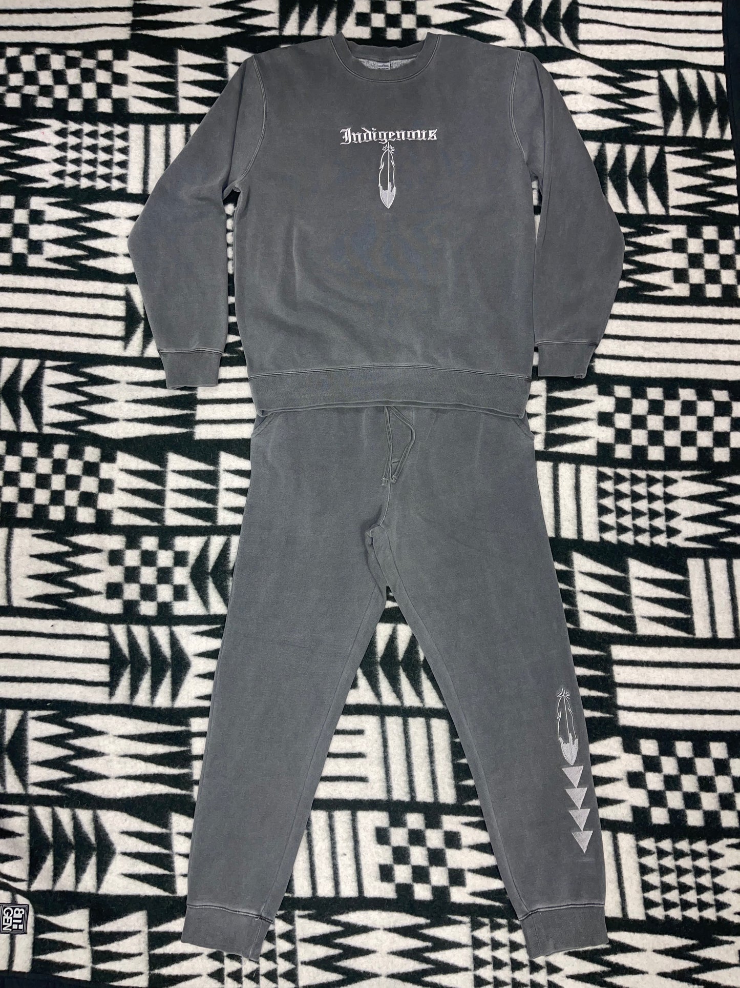 Indigenous Jumpsuit Embroidered & Pigment Dyed Crewneck & Sweat Pants