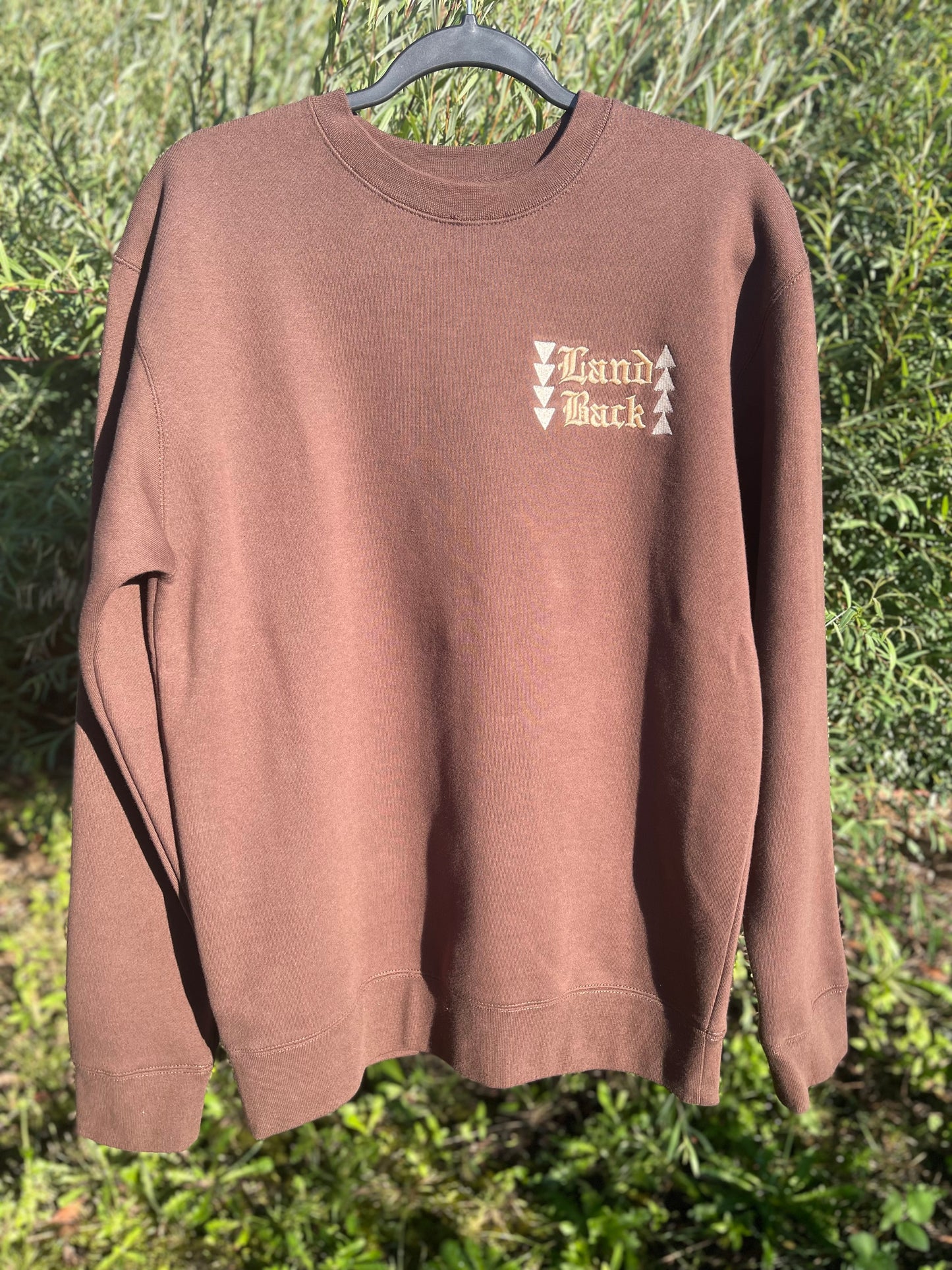 Land Back Premium Heavyweight Crewneck Single Sided Embroidered Left Chest